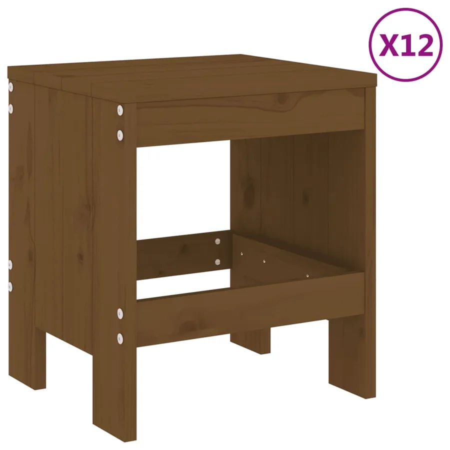 Ensemble à manger de jardin 13 pcs marron miel bois pin massif - 3