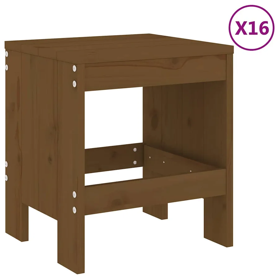 Ensemble à manger de jardin 17 pcs marron miel bois pin massif - 3