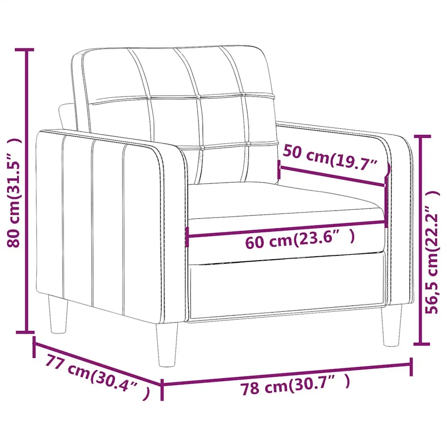 Fauteuil Crème 60 cm Tissu - 8