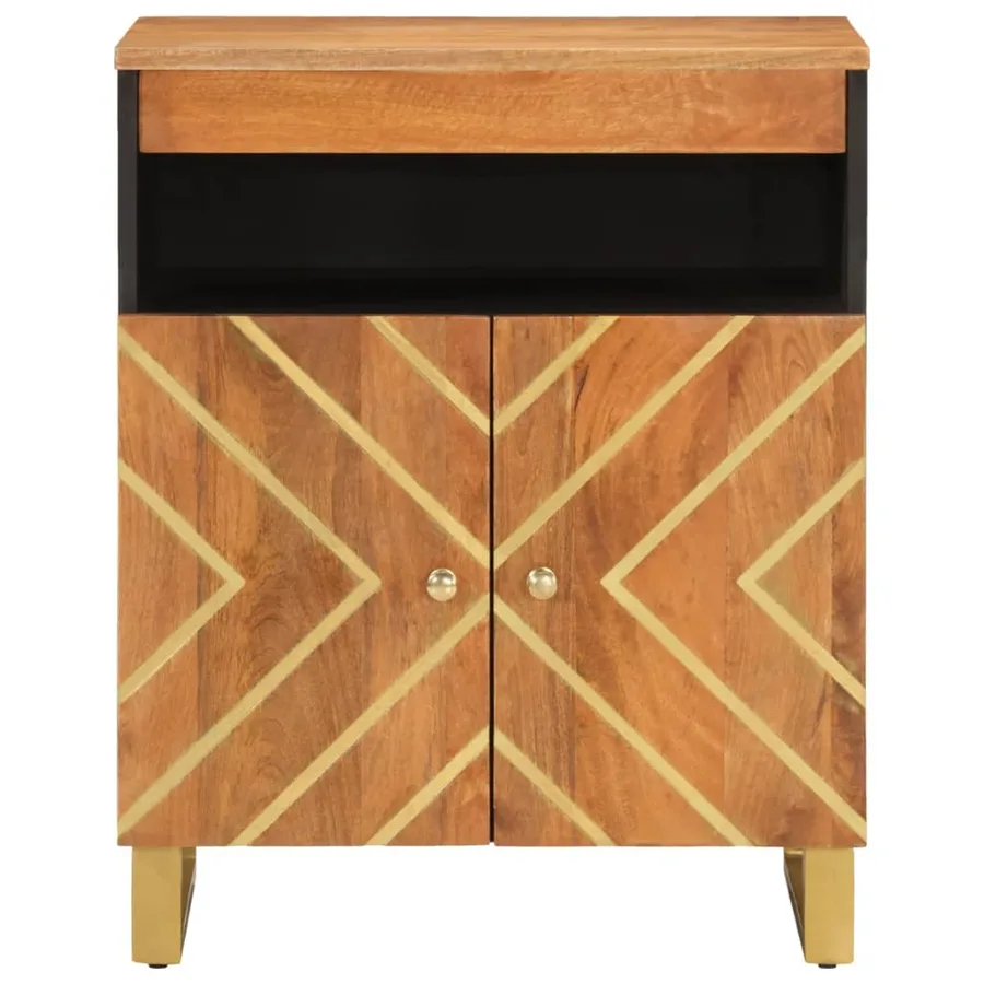 Armoire latérale marron et noir 60x33,5x75 cm bois de manguier - 4