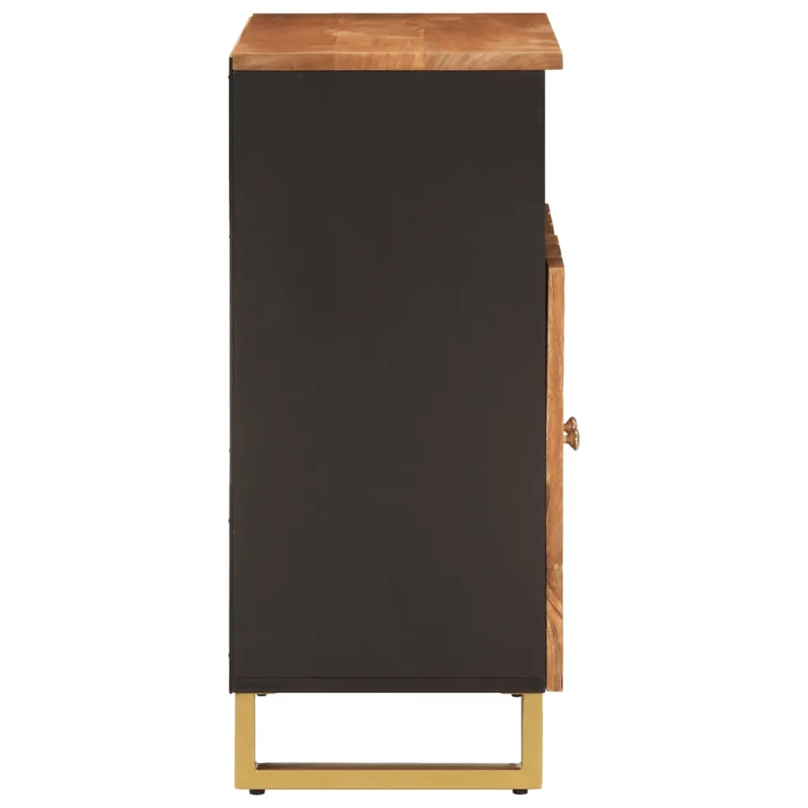 Armoire latérale marron et noir 60x33,5x75 cm bois de manguier - 5