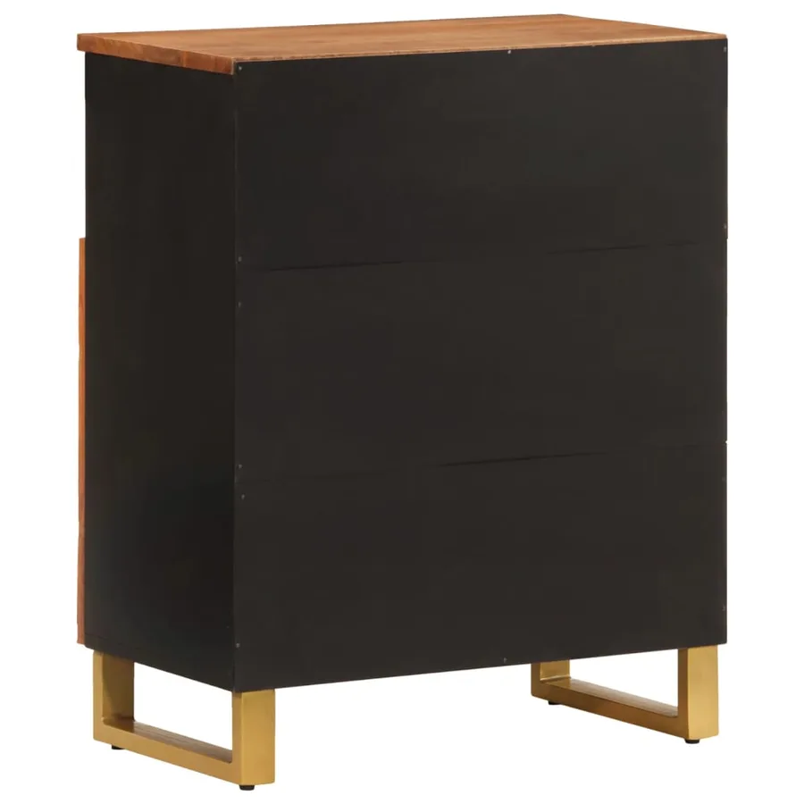 Armoire latérale marron et noir 60x33,5x75 cm bois de manguier - 6