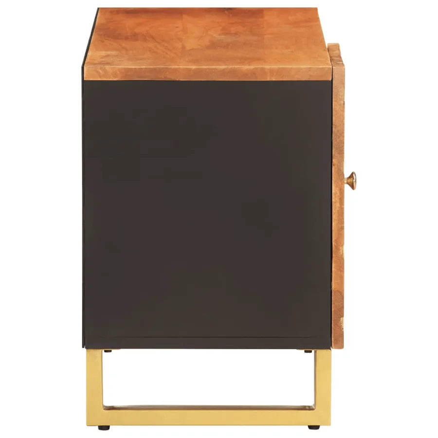 Meuble TV marron et noir 80x31,5x46 cm bois massif de manguier - 5
