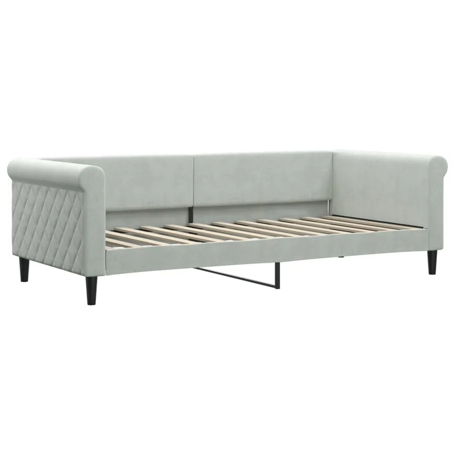 Lit de jour avec gigogne et matelas gris clair 90x200cm velours - 4