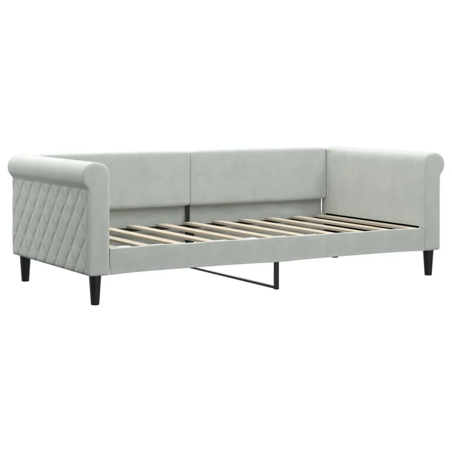 Lit de jour avec matelas gris clair 90x190 cm velours - 3