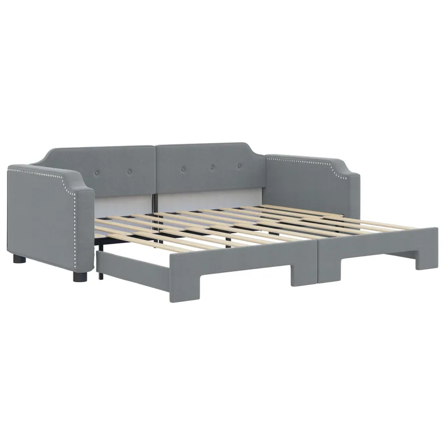 Lit de jour avec lit gigogne gris clair 90x190 cm tissu - 2