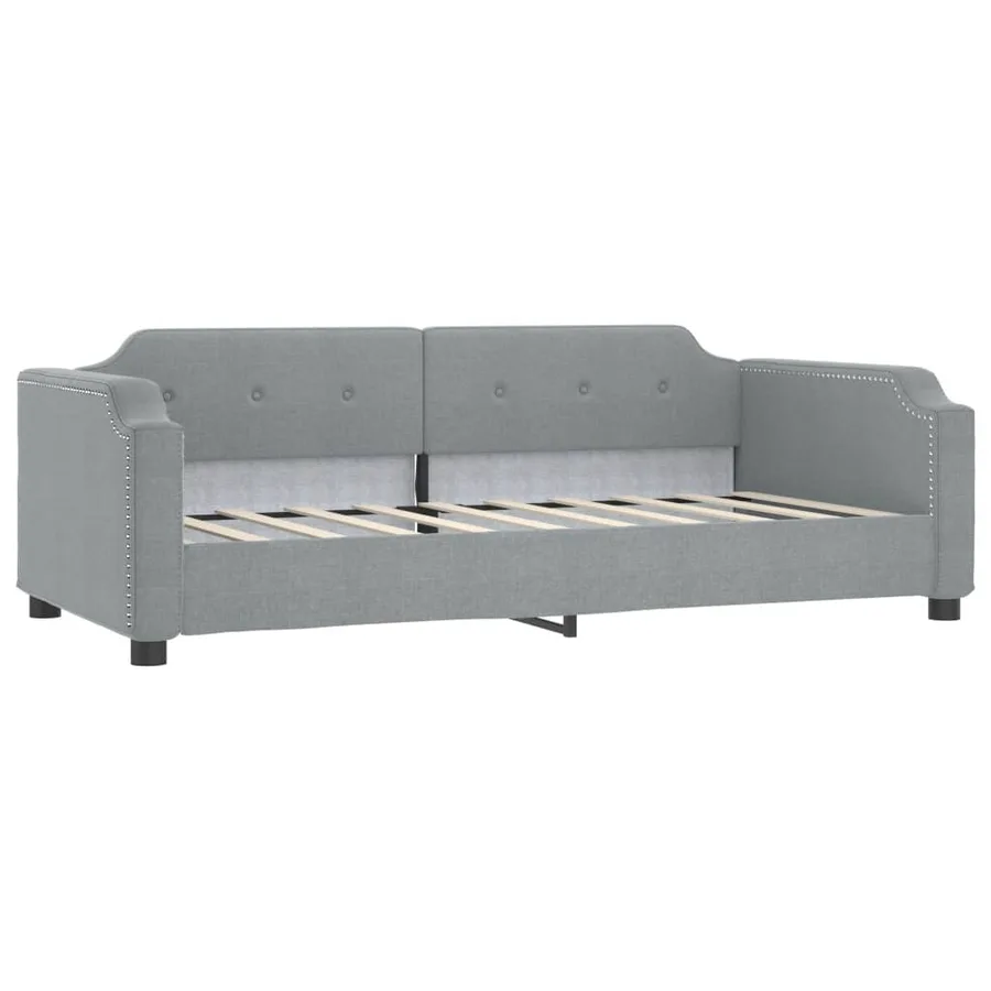 Lit de jour avec lit gigogne gris clair 90x190 cm tissu - 5