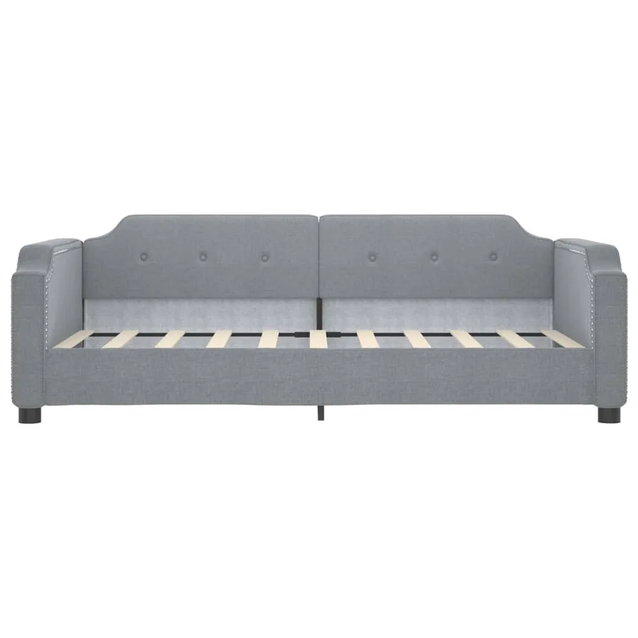 Lit de jour avec lit gigogne gris clair 90x190 cm tissu - 6