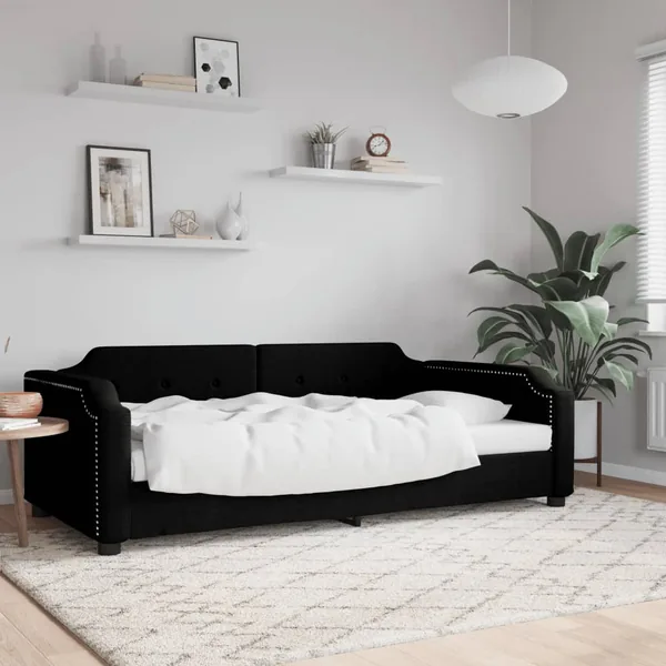 Lit de repos sans matelas noir 90x200 cm tissu