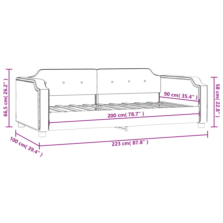 Lit de repos sans matelas noir 90x200 cm tissu - 8