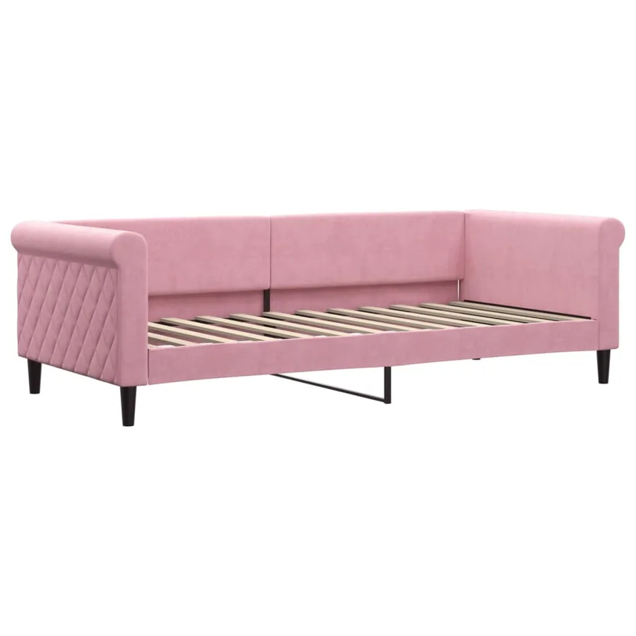 Lit de repos sans matelas rose 90x200 cm velours - 2