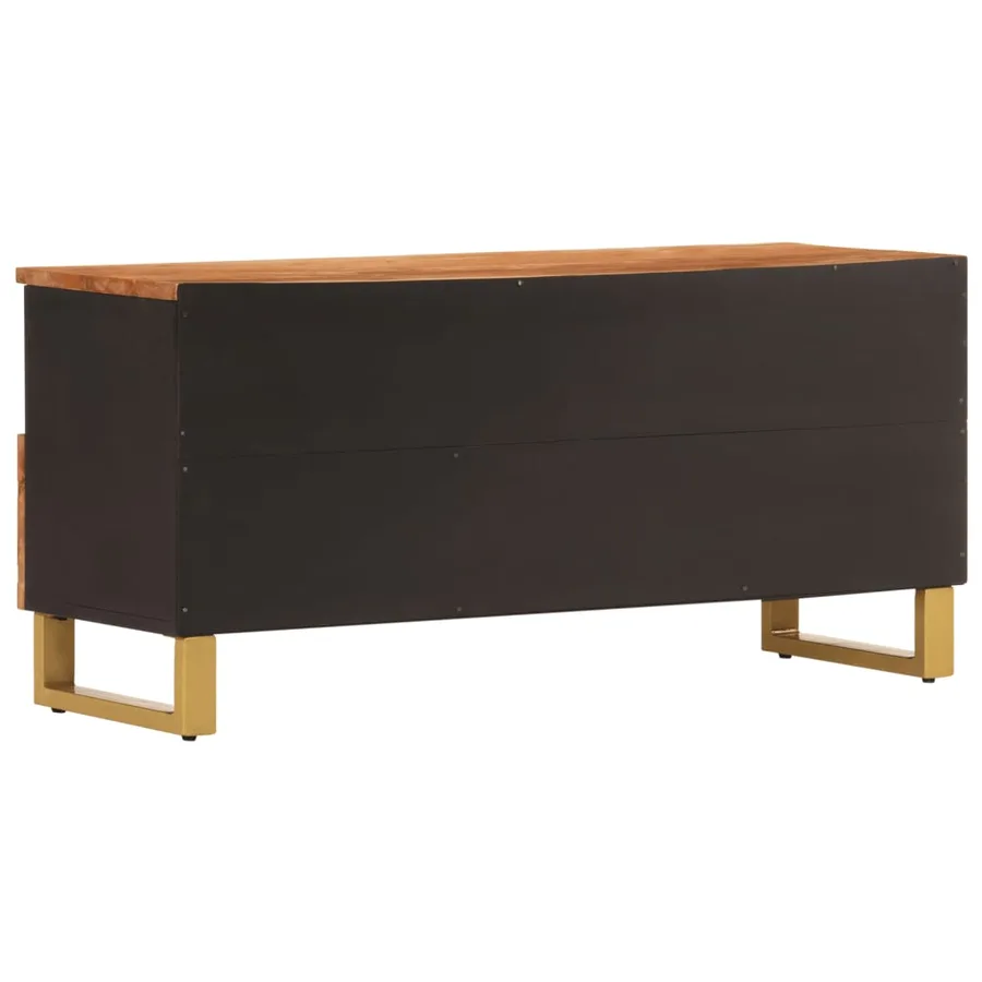 Meuble TV marron et noir 100x33,5x46 cm bois massif de manguier - 6