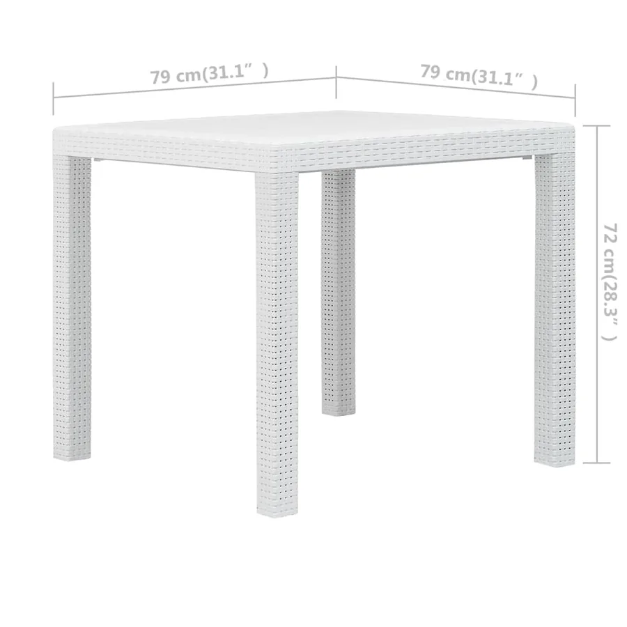 Ensemble de bistro 3 pcs Plastique Blanc Aspect de rotin - 12