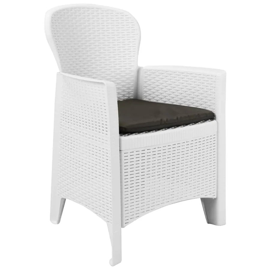 Ensemble de bistro 3 pcs Plastique Blanc Aspect de rotin - 2
