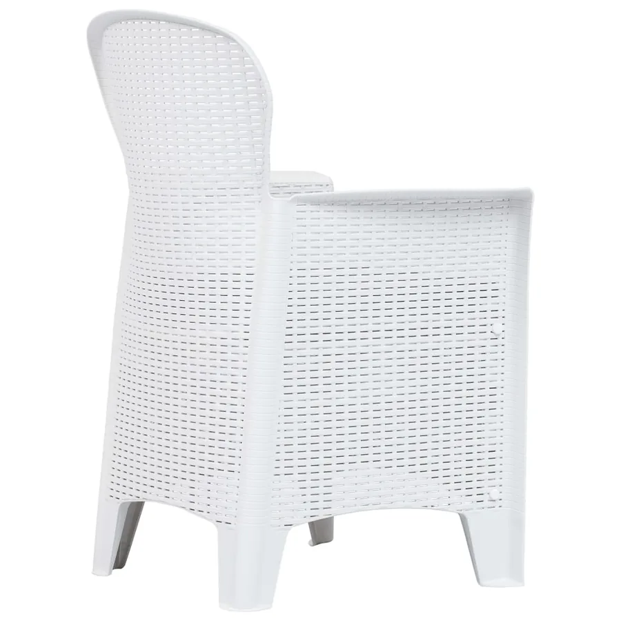 Ensemble de bistro 3 pcs Plastique Blanc Aspect de rotin - 3