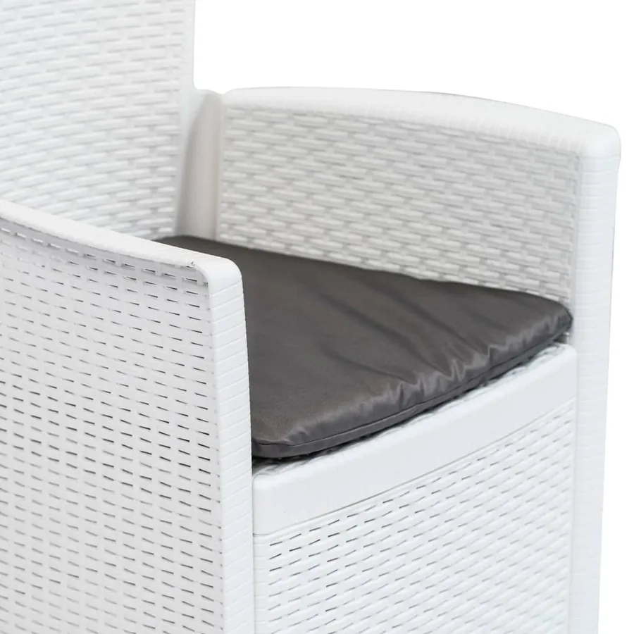 Ensemble de bistro 3 pcs Plastique Blanc Aspect de rotin - 6