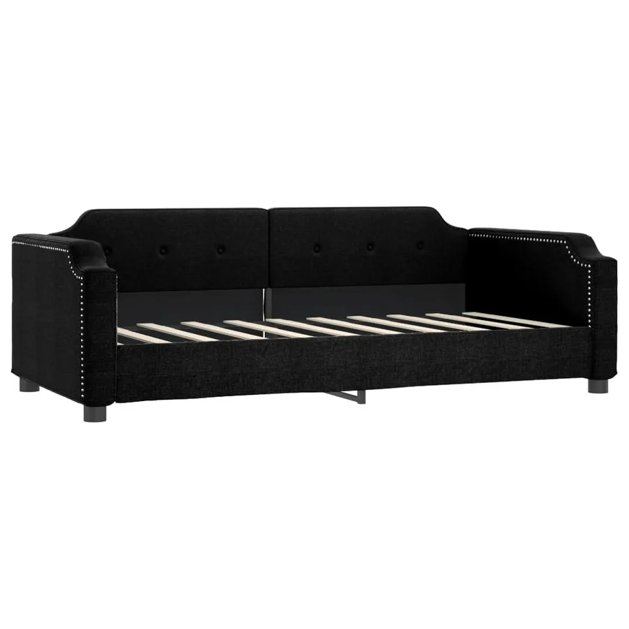 Lit de jour avec lit gigogne noir 90x190 cm tissu - 5