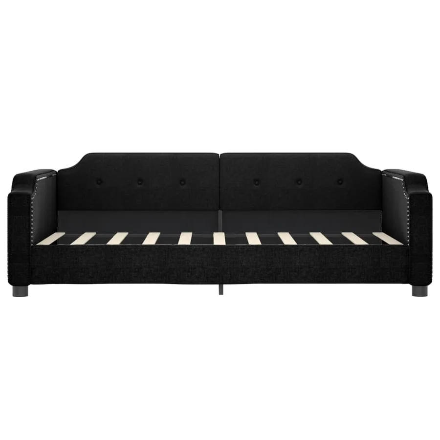 Lit de jour avec lit gigogne noir 90x190 cm tissu - 6
