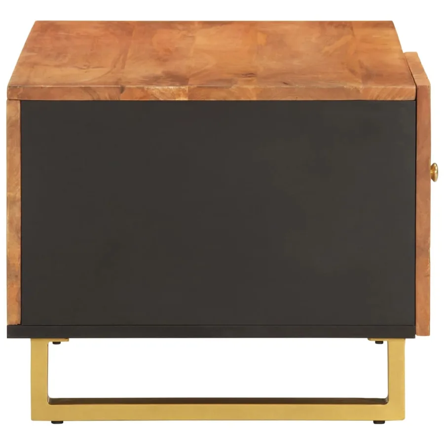 Table basse marron et noir 80x50x40 cm bois de massif manguier - 5