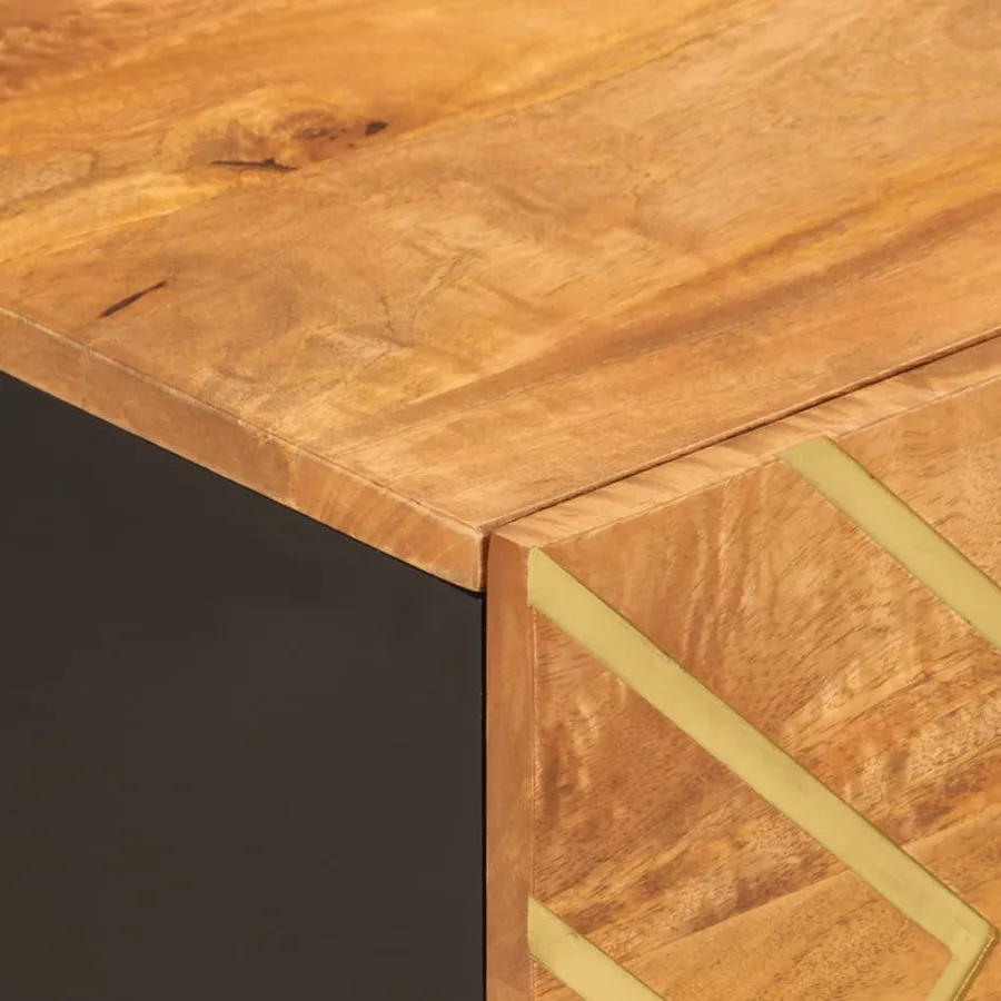 Table basse marron et noir 80x50x40 cm bois de massif manguier - 8