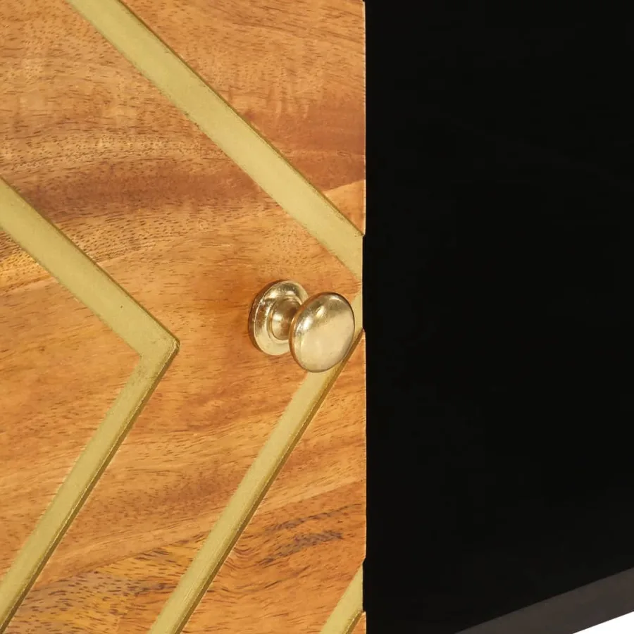 Table basse marron et noir 80x50x40 cm bois de massif manguier - 9