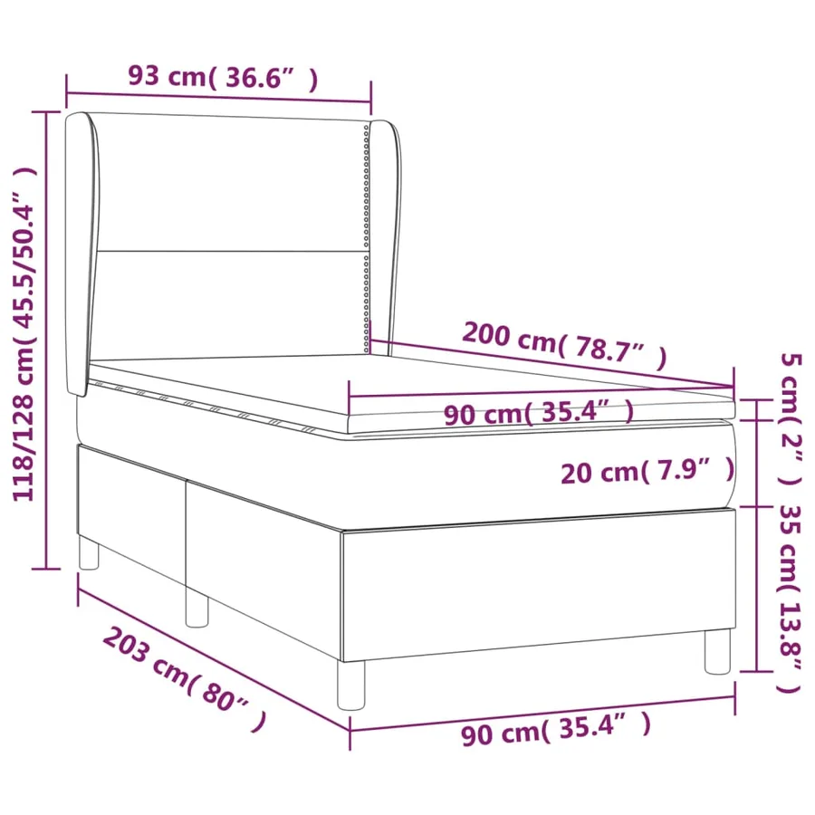 Sommier à lattes de lit avec matelas Marron foncé 90x200 cm - 7