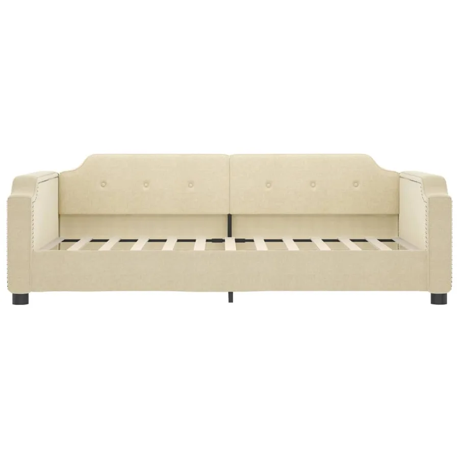 Lit de jour avec matelas crème 100x200 cm tissu - 4