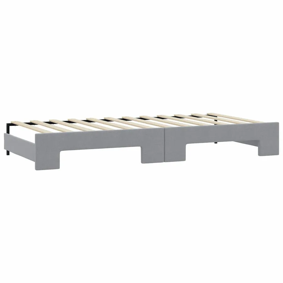 Lit de jour avec gigogne et matelas gris clair 90x200 cm tissu - 5
