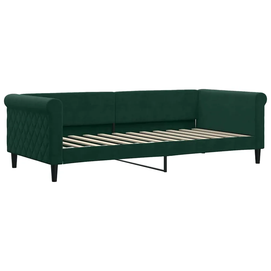 Lit de jour avec gigogne et matelas vert foncé 90x200cm velours - 4