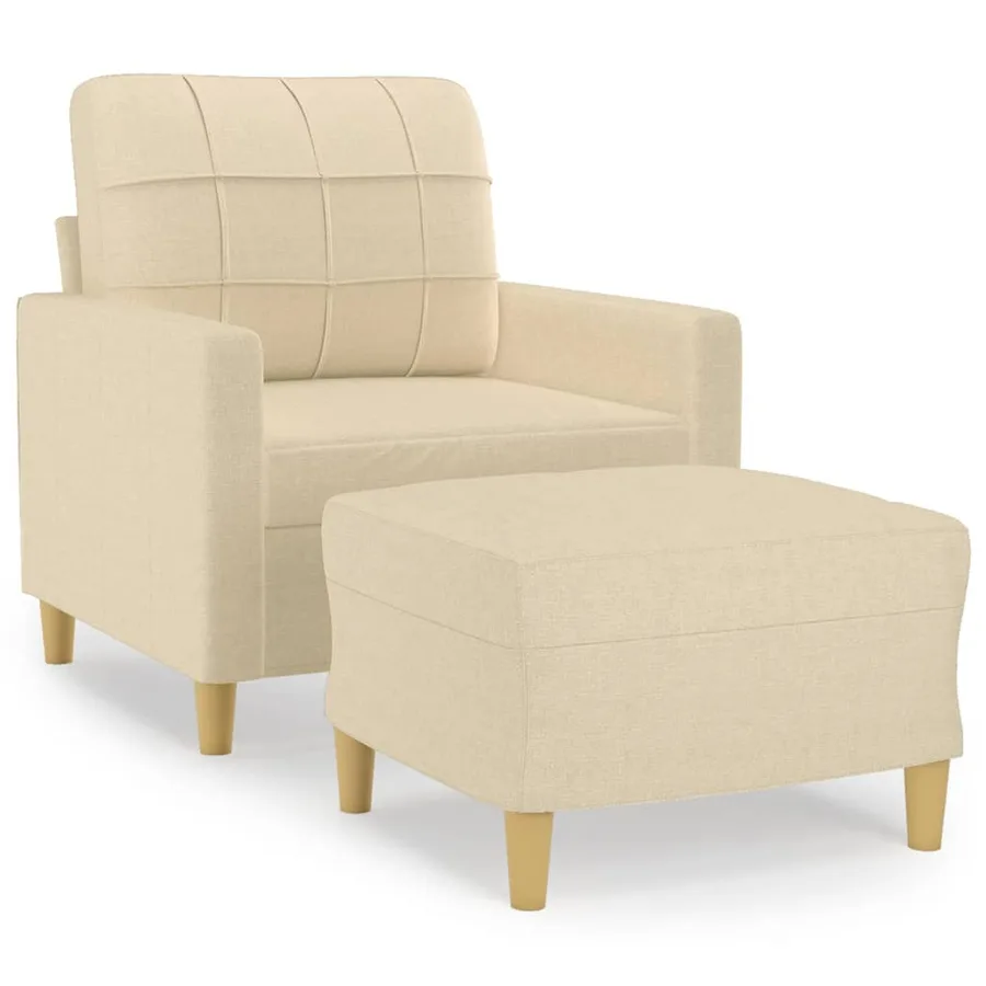 Fauteuil avec repose-pied Crème 60 cm Tissu - 2