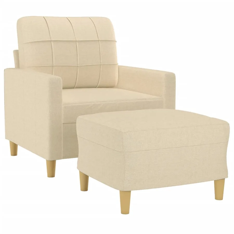 Fauteuil avec repose-pied Crème 60 cm Tissu - 3