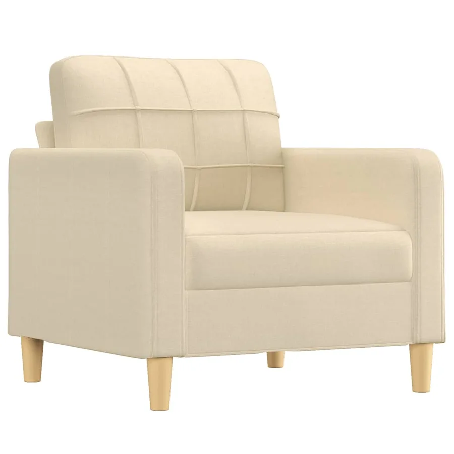 Fauteuil avec repose-pied Crème 60 cm Tissu - 4