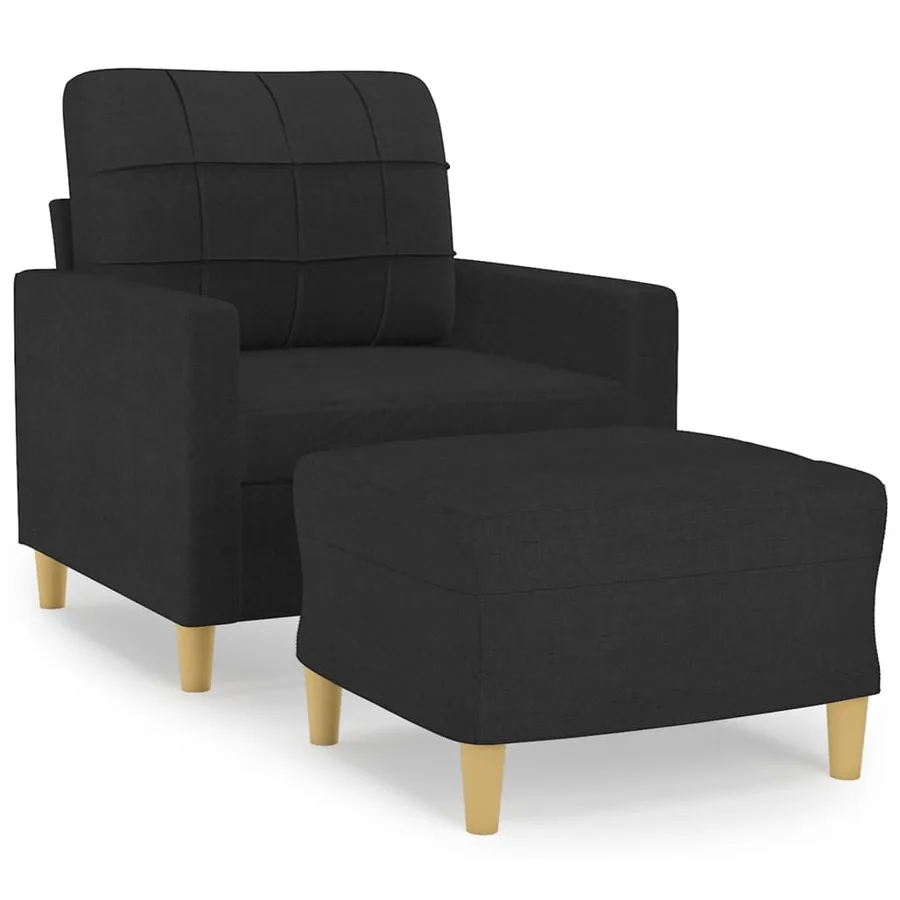 Fauteuil avec repose-pied Noir 60 cm Tissu - 2