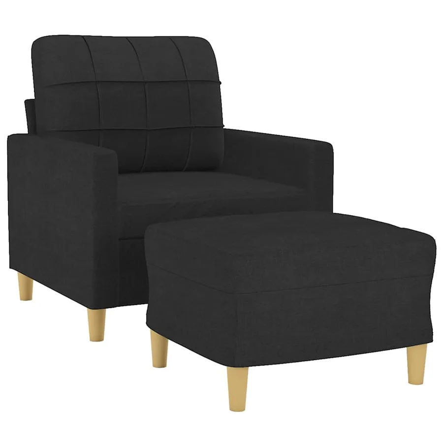 Fauteuil avec repose-pied Noir 60 cm Tissu - 3