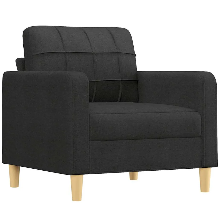 Fauteuil avec repose-pied Noir 60 cm Tissu - 4