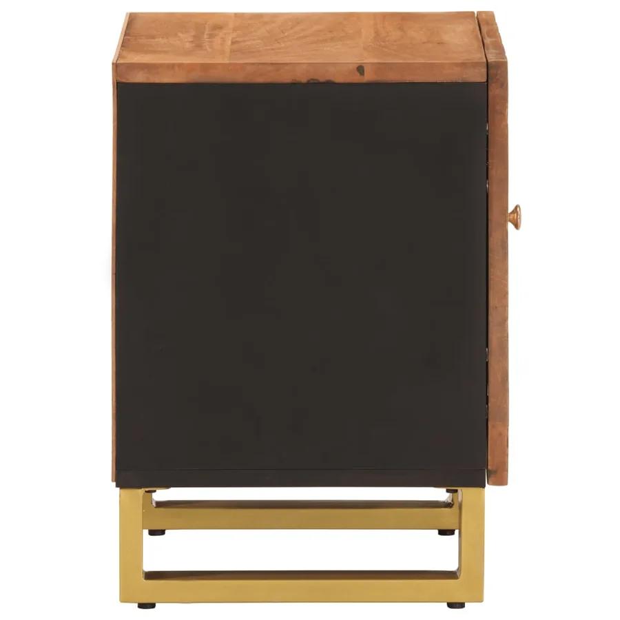 Table de chevet marron et noir bois de manguier solide - 5