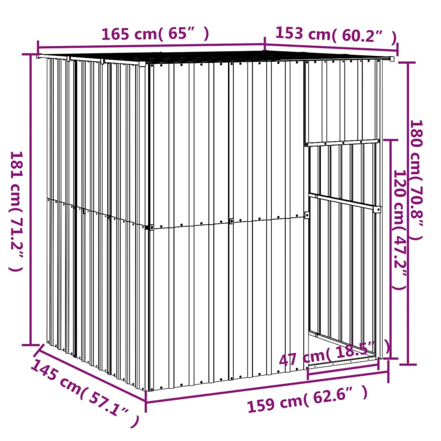Niche pour chien avec toit gris clair acier galvanisé - 5