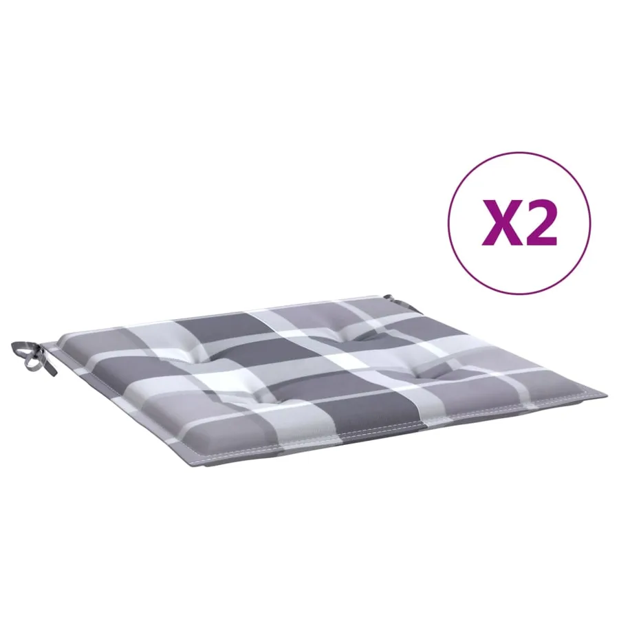 Coussins de chaise de jardin lot de 2 carreaux gris 50x50x4 cm - 2