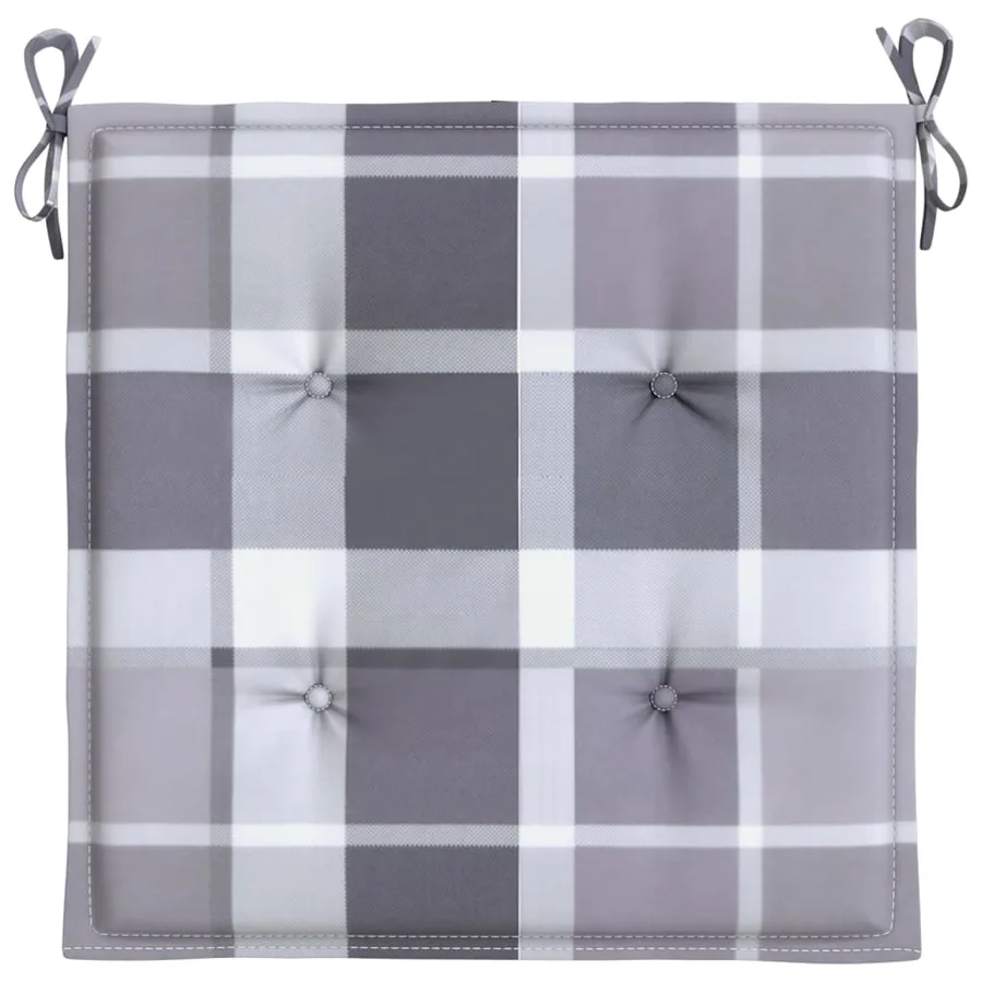 Coussins de chaise de jardin lot de 2 carreaux gris 50x50x4 cm - 4