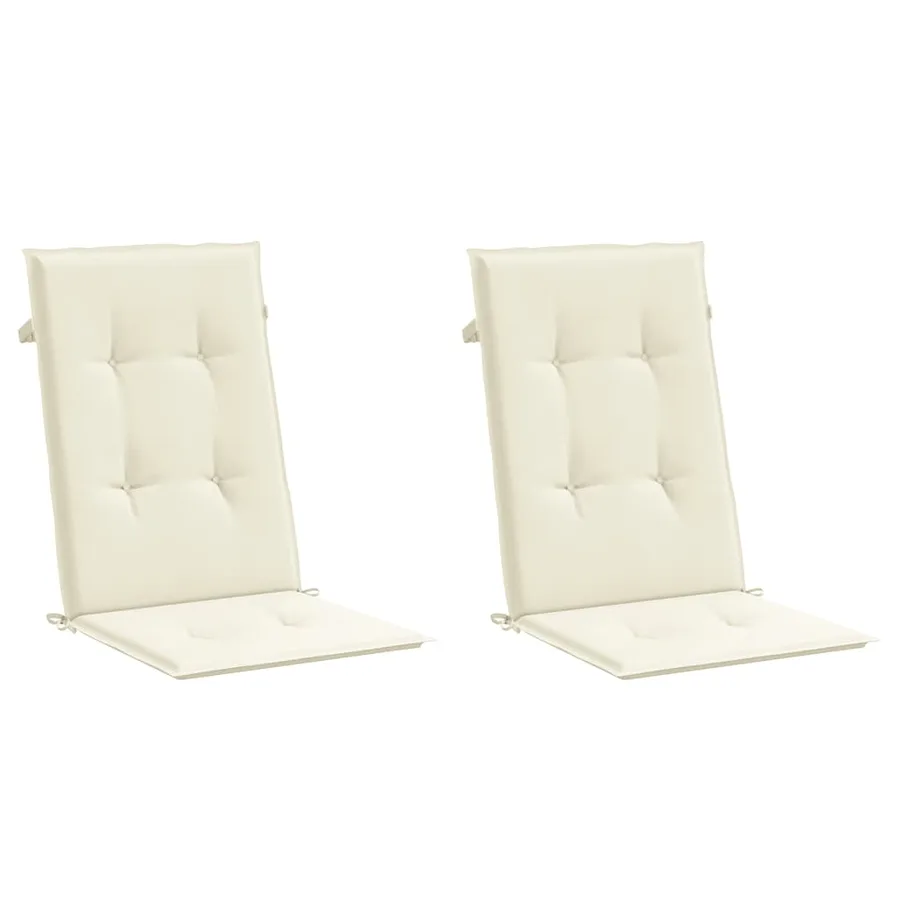 Coussins de chaise de jardin dossier haut lot de 2 crème tissu - 3