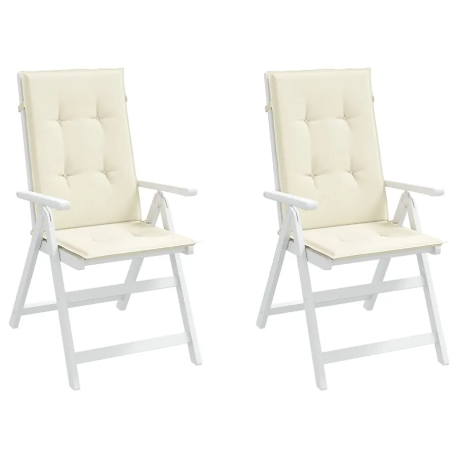 Coussins de chaise de jardin dossier haut lot de 2 crème tissu - 4