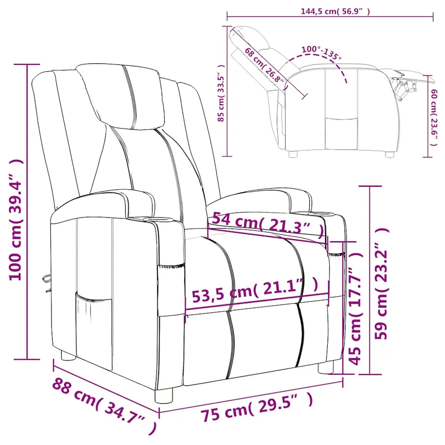 Fauteuil inclinable Cappuccino Similicuir - 9