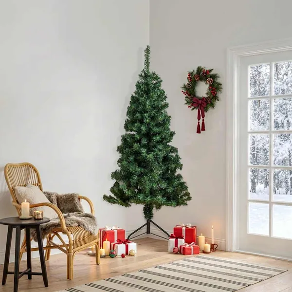 Sapin de Noël artificiel d'angle Vert 180 cm PVC