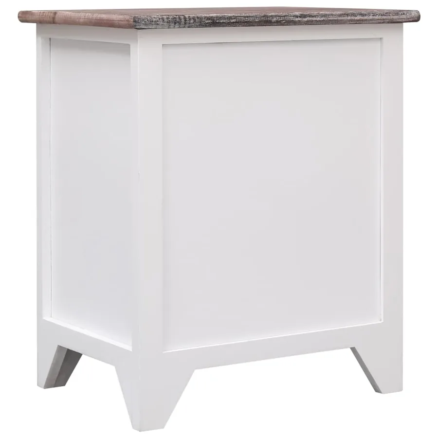 Table de chevet Marron et blanc 38x28x45 cm Bois de Paulownia - 4