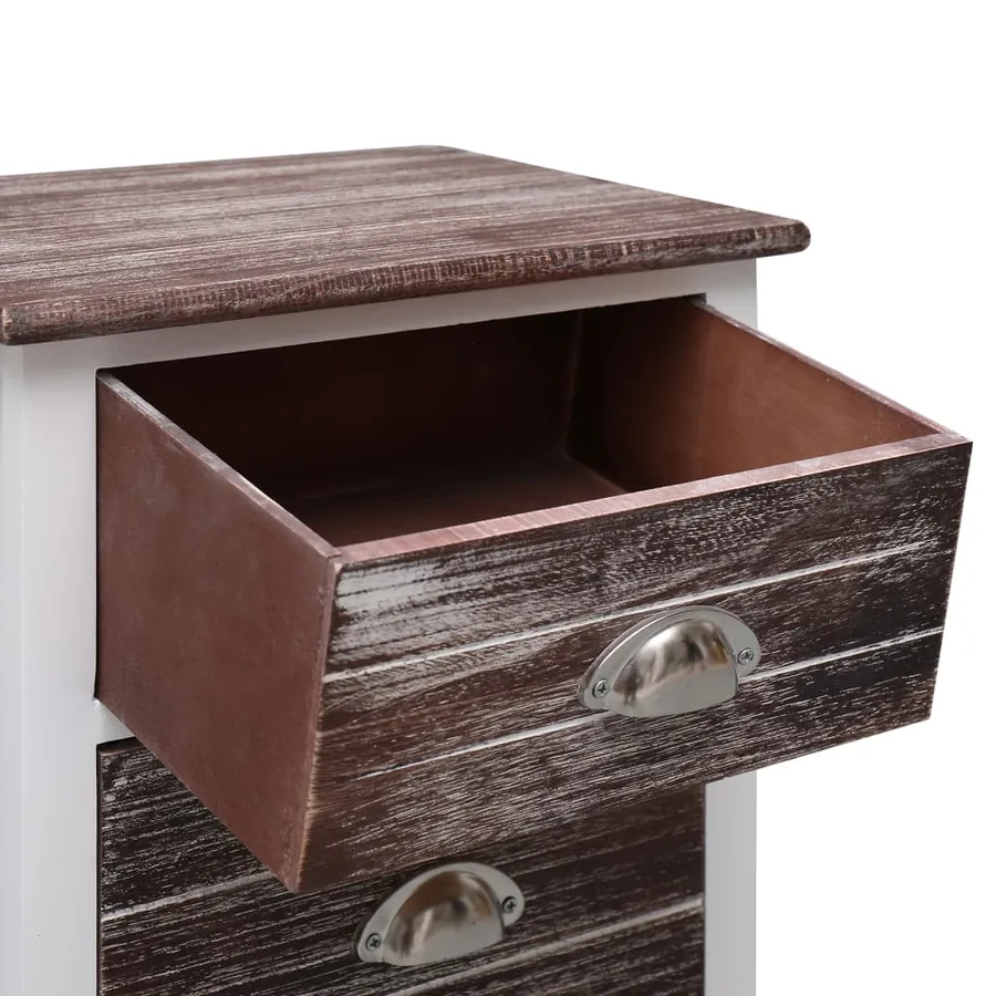 Table de chevet Marron et blanc 38x28x45 cm Bois de Paulownia - 5