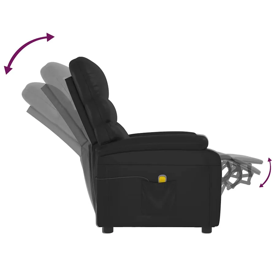 Fauteuil de massage Noir Similicuir - 7