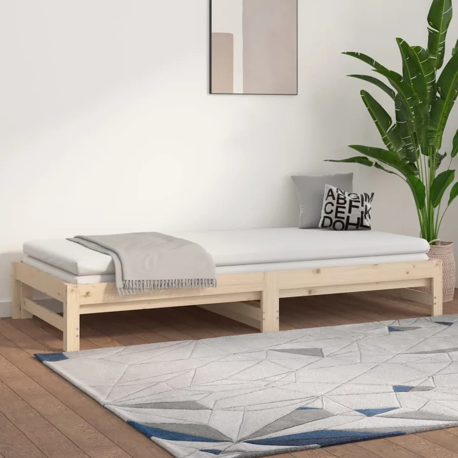 Lit coulissant sans matelas 2x(90x200) cm Bois de pin massif - 4