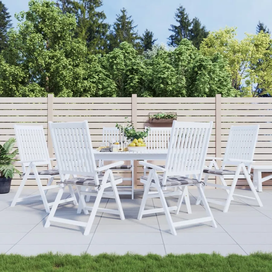 Coussins de chaise de jardin lot de 6 carreaux gris 50x50x4 cm