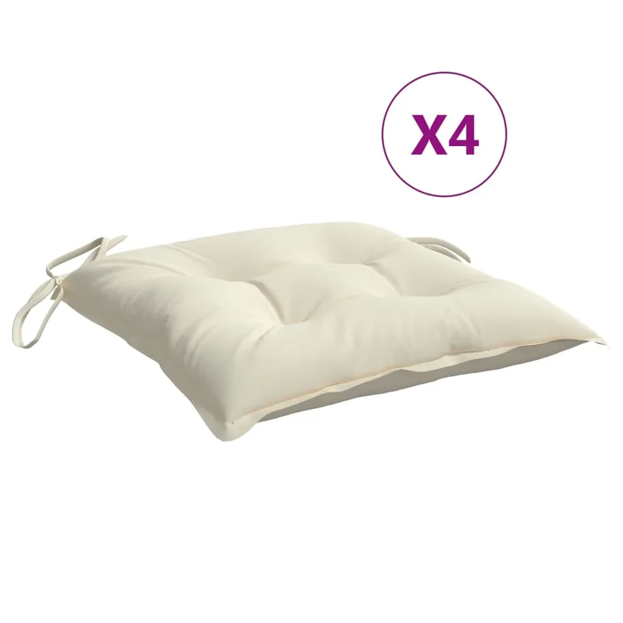 Coussins de chaise lot de 4 blanc crème 50x50x7 cm tissu oxford - 2