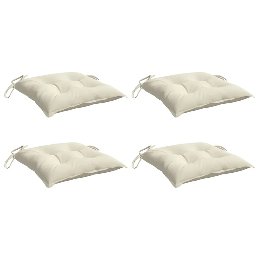 Coussins de chaise lot de 4 blanc crème 50x50x7 cm tissu oxford - 3
